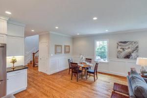 Dining room with recessed lighting