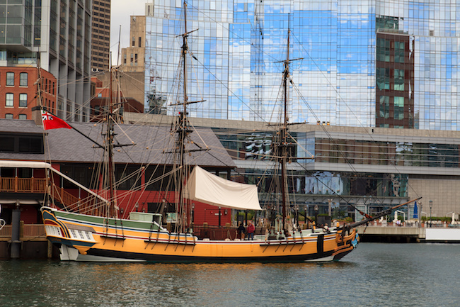 Ship docked in Boston