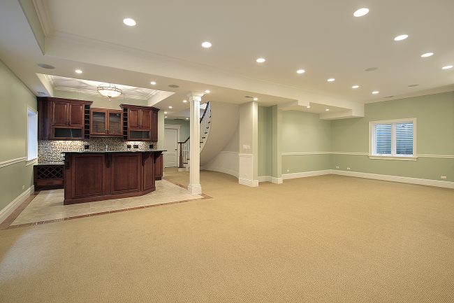 Basement with bar area