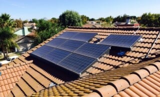 Solar panels on tile roof