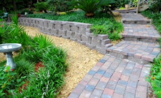 close-up of a retaining wall