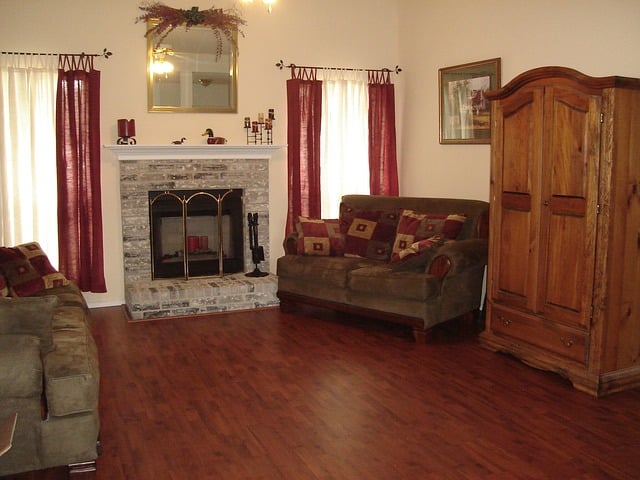 Living room with wood floors