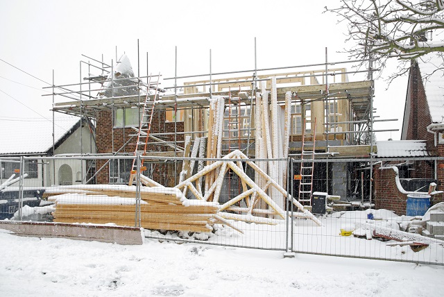 House alterations halted due to snowy winter weather conditions