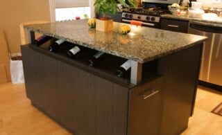 Kitchen island with wine shelf