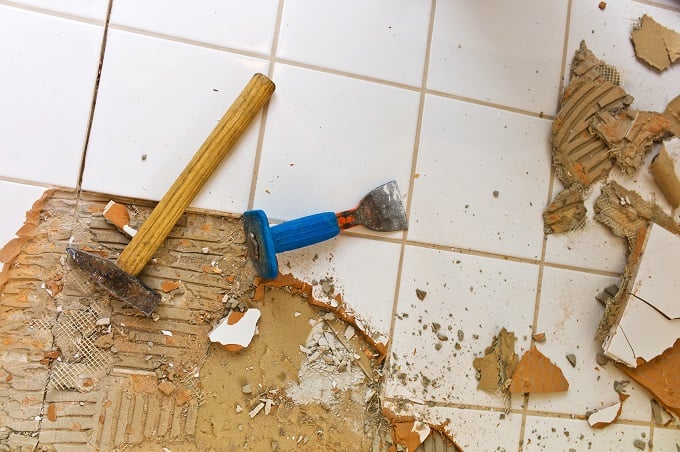 removing old tile from shower