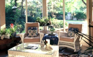 Wicker chairs and table