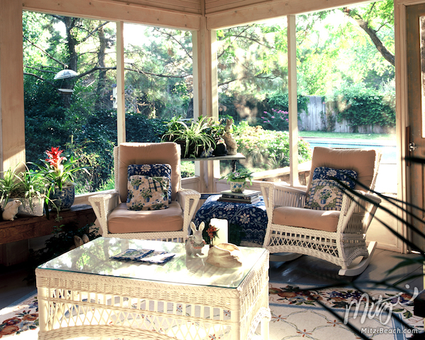 Wicker chairs and table