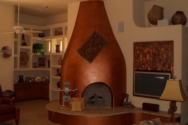 Kiva copper fireplace