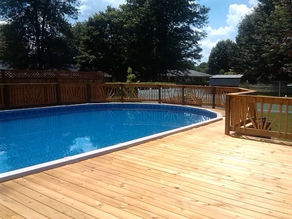 Aboveground pool deck