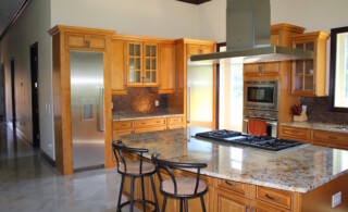 Kitchen island with solid surface counter