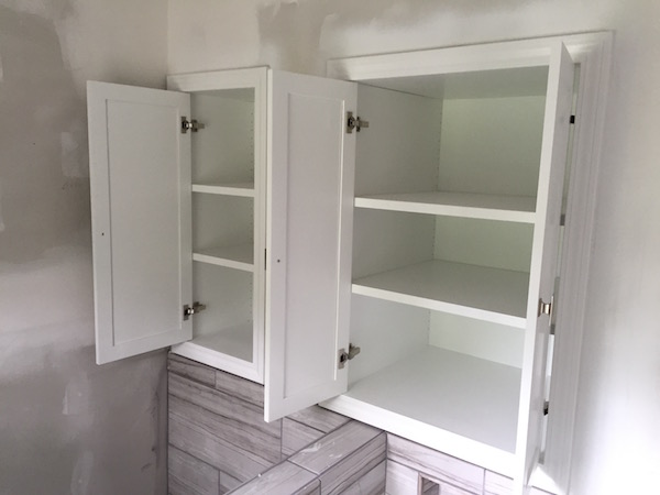 White bathroom cabinets