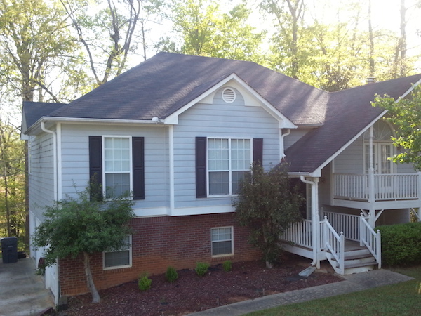 House on brick wall