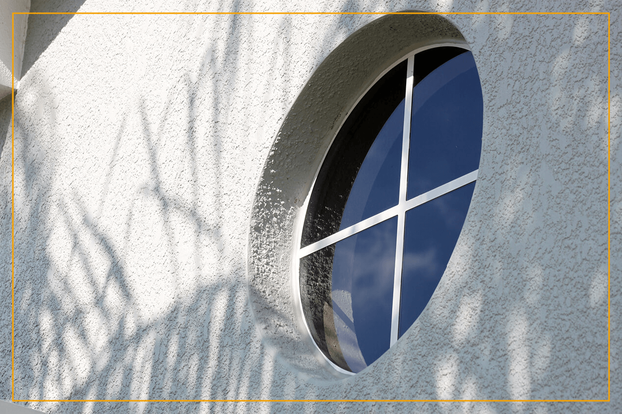 circle window outside of building