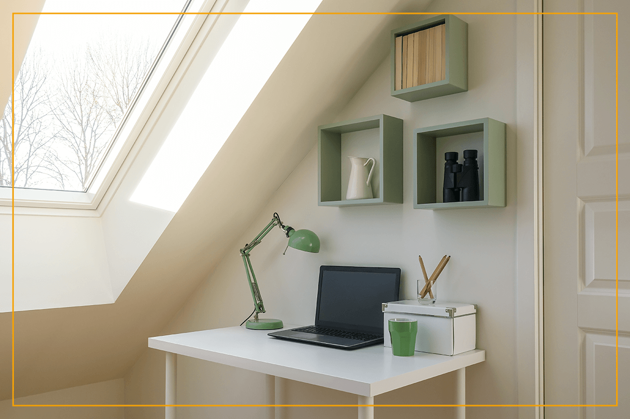 skylight window above desk in home