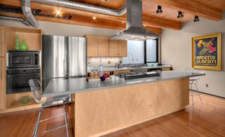 Kitchen with visible ductwork