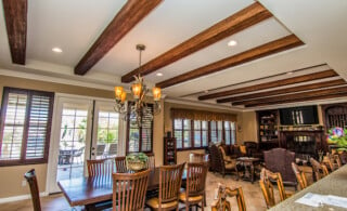 Wood beam ceiling