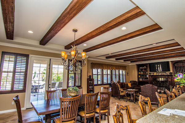 Wood beam ceiling