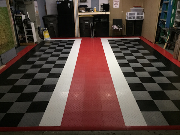 Checkered rubber flooring