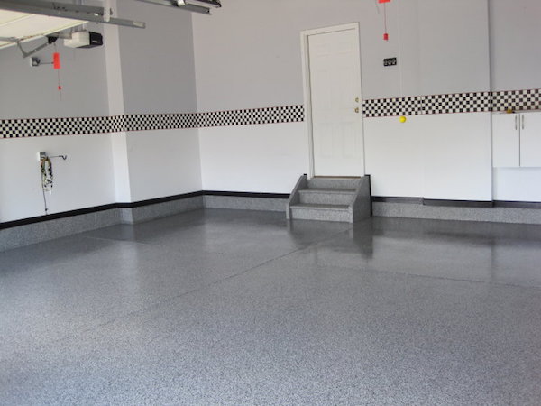 Coated garage floor