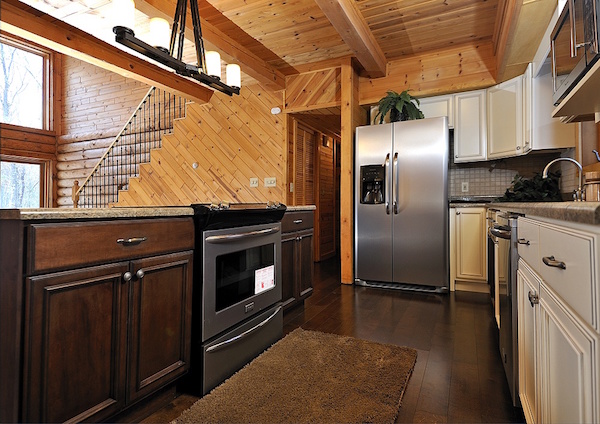 Kitchen with wood paneling