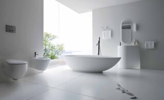 Bathroom with bidet faucet