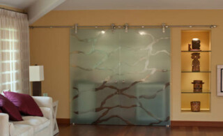 Frosted glass doors