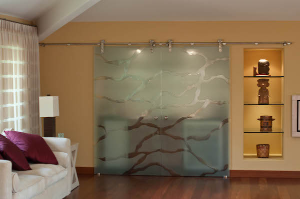 Frosted glass doors