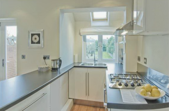 Kitchen with tubular skylight