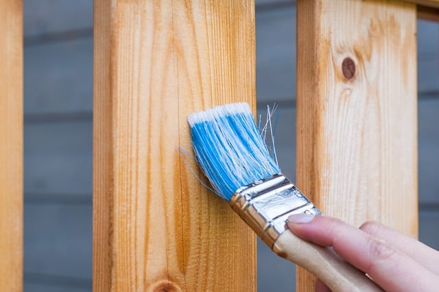 Staining a deck