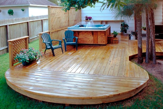 Wood Deck With Spa