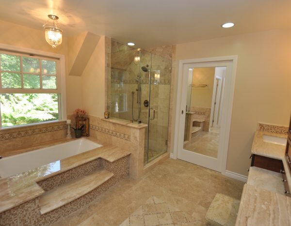 Bathroom with mirror door