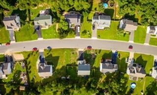 Satellite style image of a safe looking family neighborhood