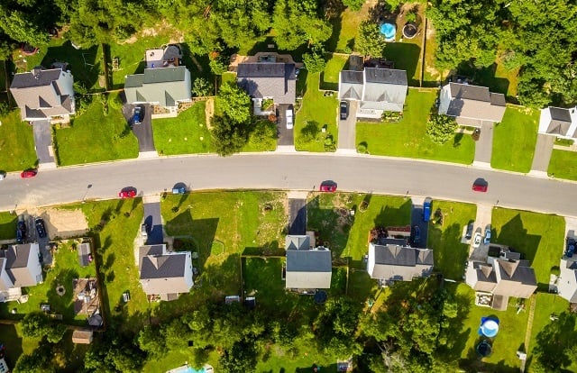 Satellite style image of a safe looking family neighborhood