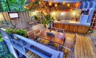 nice patio at a home in the woods