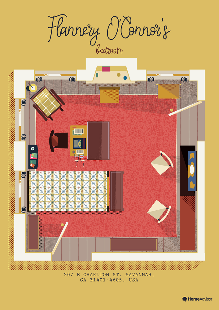 flannery oconnor bedroom illustration