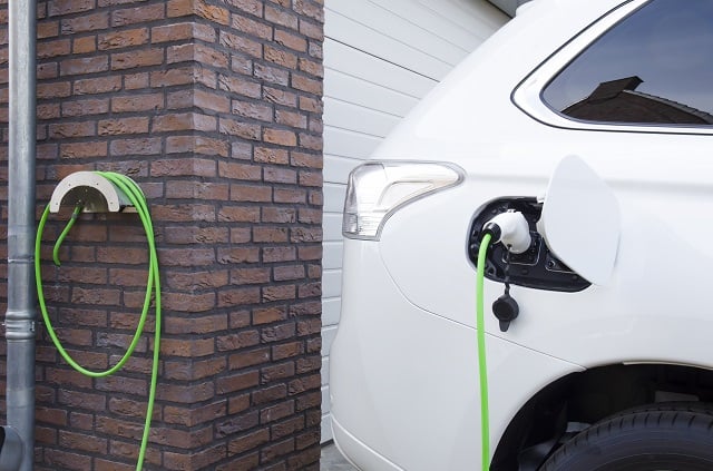 Electric vehicle home charging station.