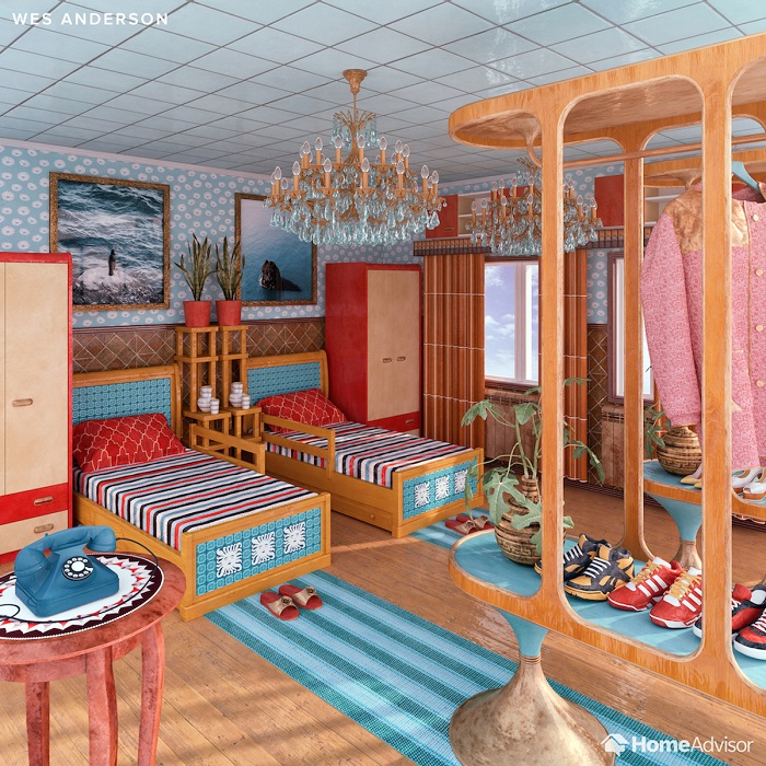 wes anderson designed bedroom