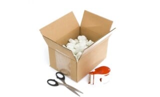 shipping supplies isolated against white background