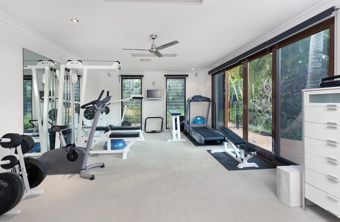 private home gym with equipment
