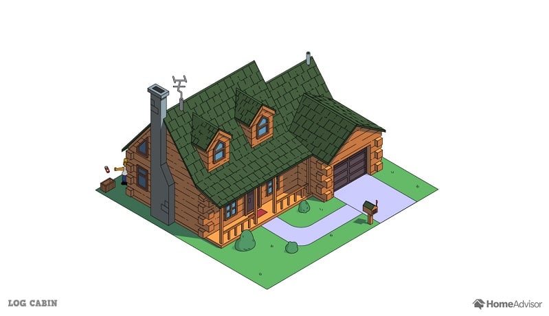 the simpsons house as a log cabin