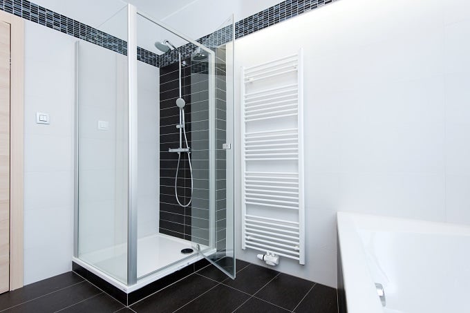 modern bathroom with shower and bathtub