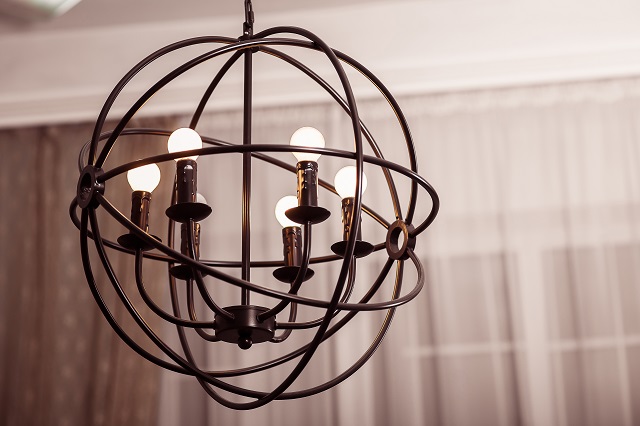 Spherical art loft style chandelier.