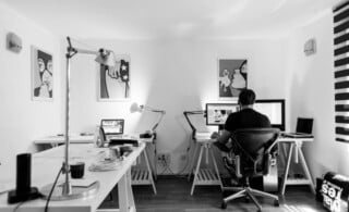 Man alone in front of computer