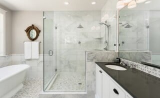 Bathtub and shower in new luxury home