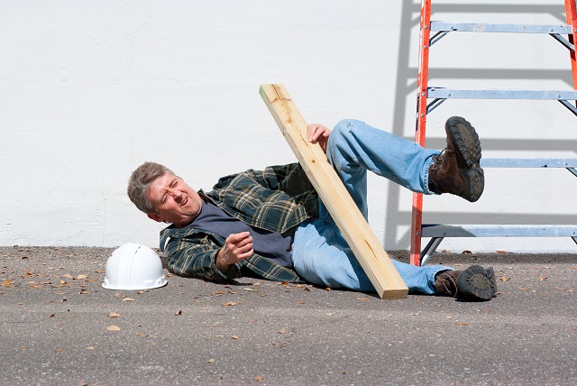 Injured person fallen off ladder while working on home