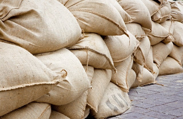 sand sack as barrier for high flood