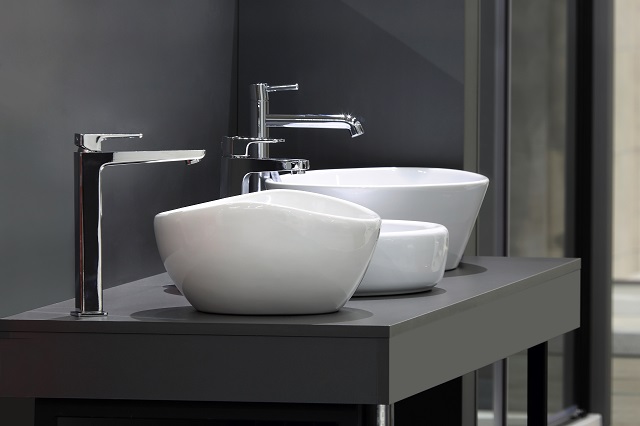 Various modern, white sink styles in above-counter bowl shapes