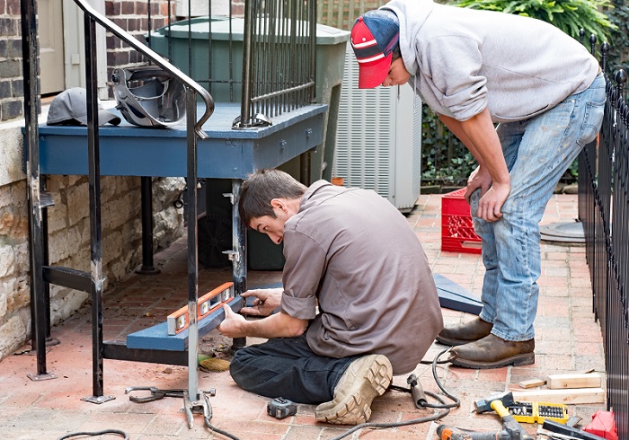 leveling and installing deck steps