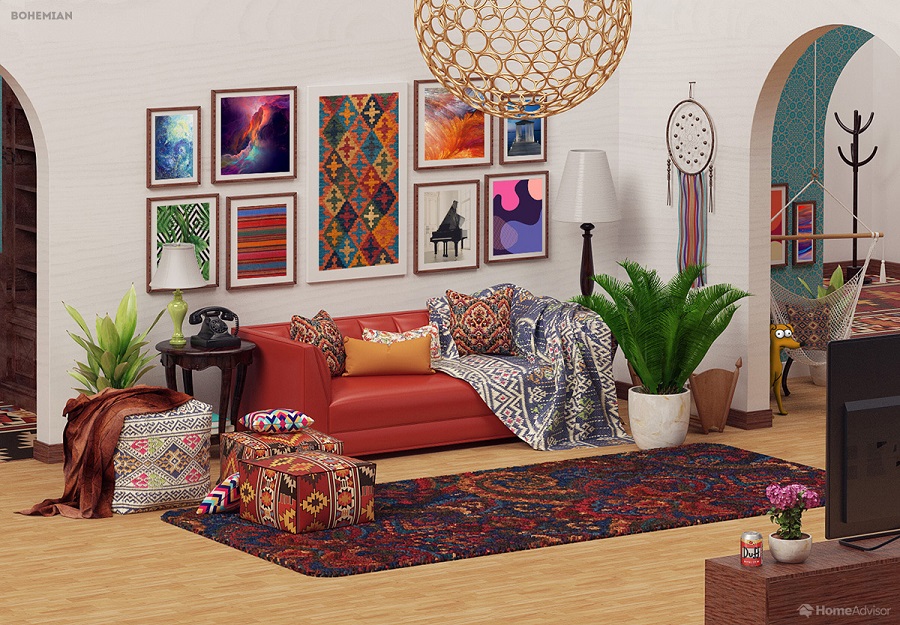 Simpsons Living Room in bohemian Style