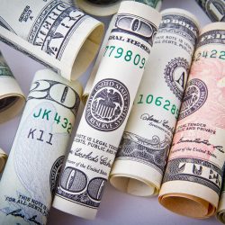 Pile of rolled money